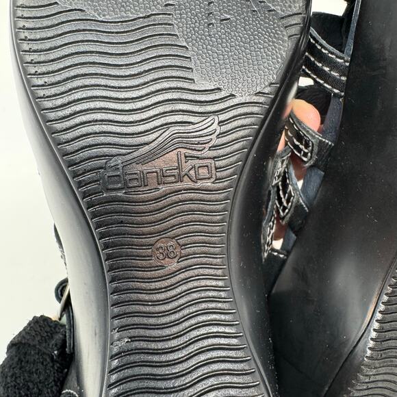 Dansko Drea Leather Fisherman Sandals 38 8 Strappy Wedge Slingback Comfort - Picture 9 of 11